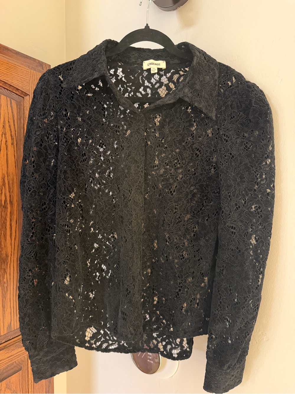 L'AGENCE Black Jenica Lace Blouse